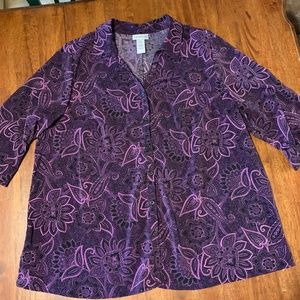 Catherine’s Purple Button Up Blouse Size 0X (14/18W)